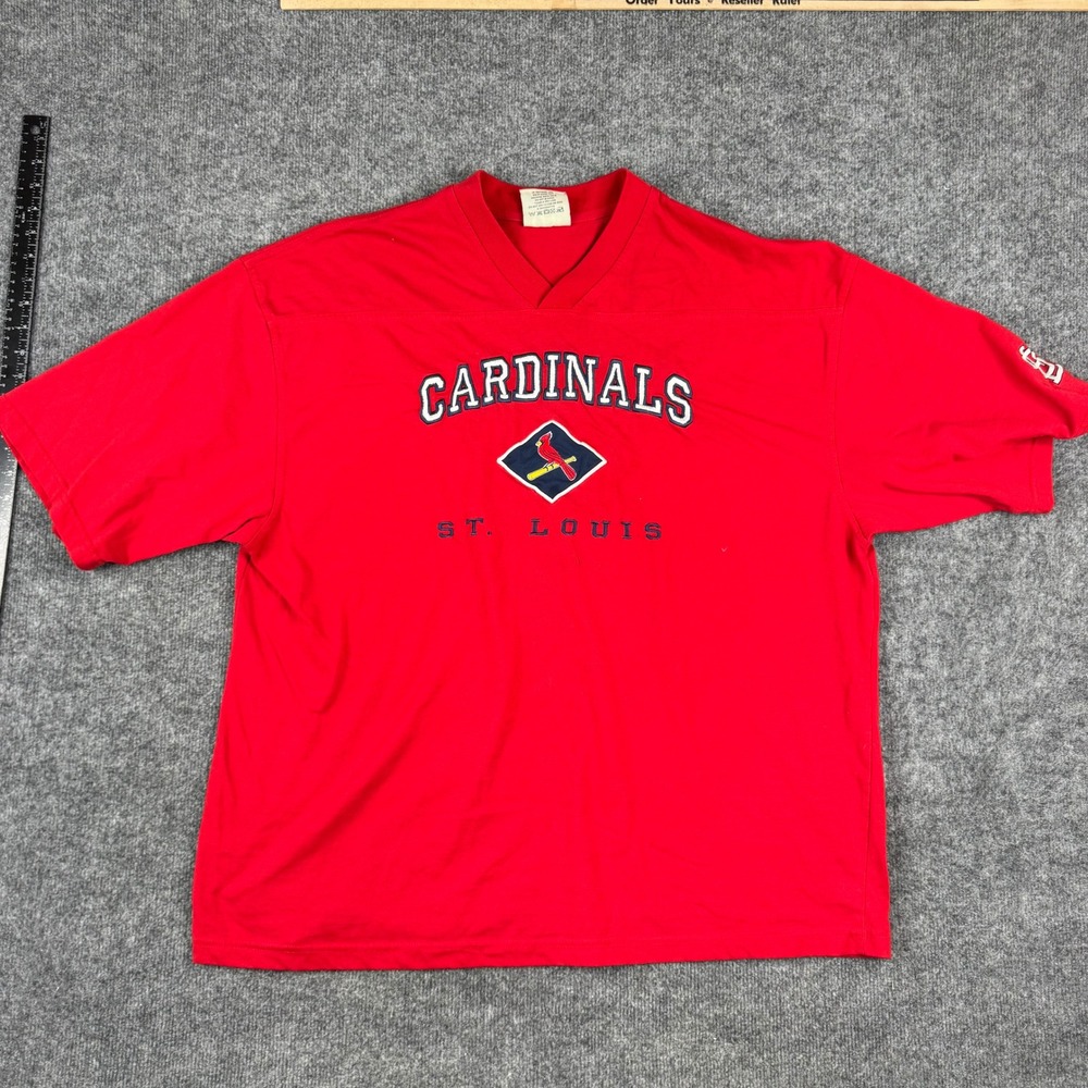 Lee Sport Jersey Mens Size XXL Red St. Louis Cardinals Embroidered V-Neck MLB